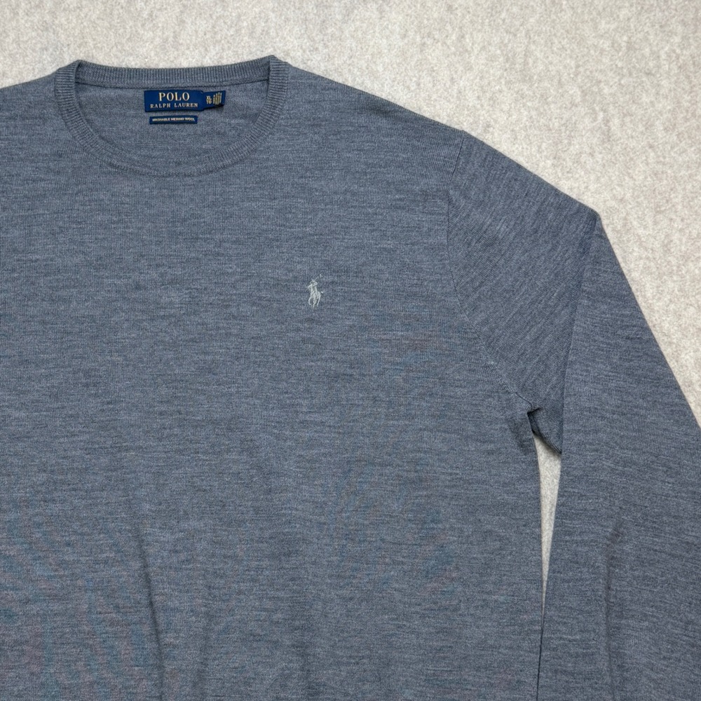 Polo Ralph Lauren Merino Wool Sweater Mens XL Gray Old Money Quiet Luxury Preppy